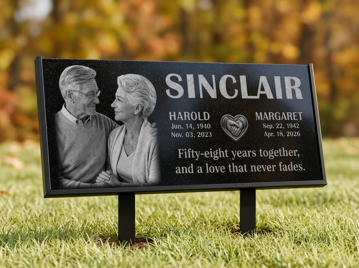 Personalized memorial plaque for husband and wife, made to order — ADFSTONE