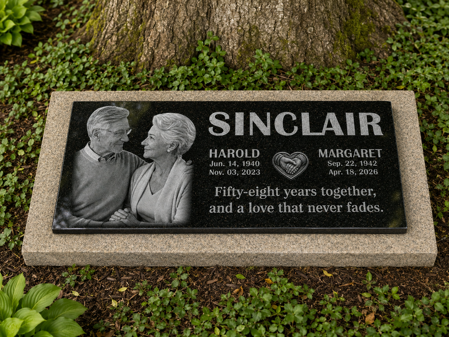 Anniversary remembrance plaque for a married couple — ADFSTONE