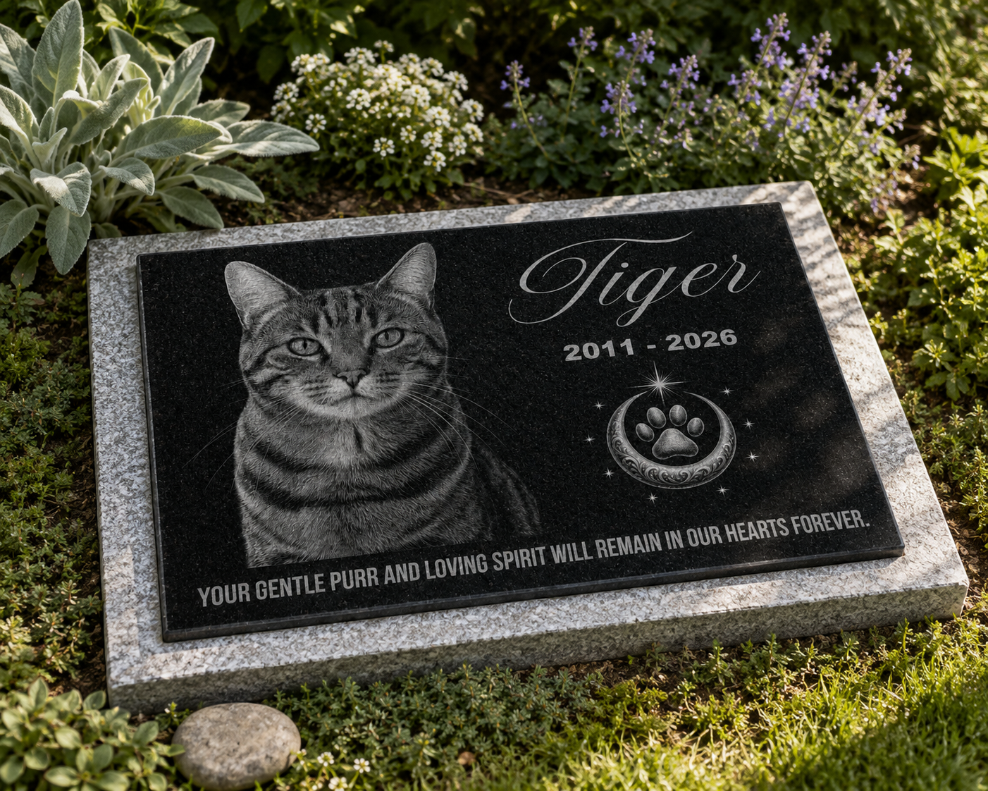 Weatherproof cat memorial plaque for garden or home — ADFSTONE