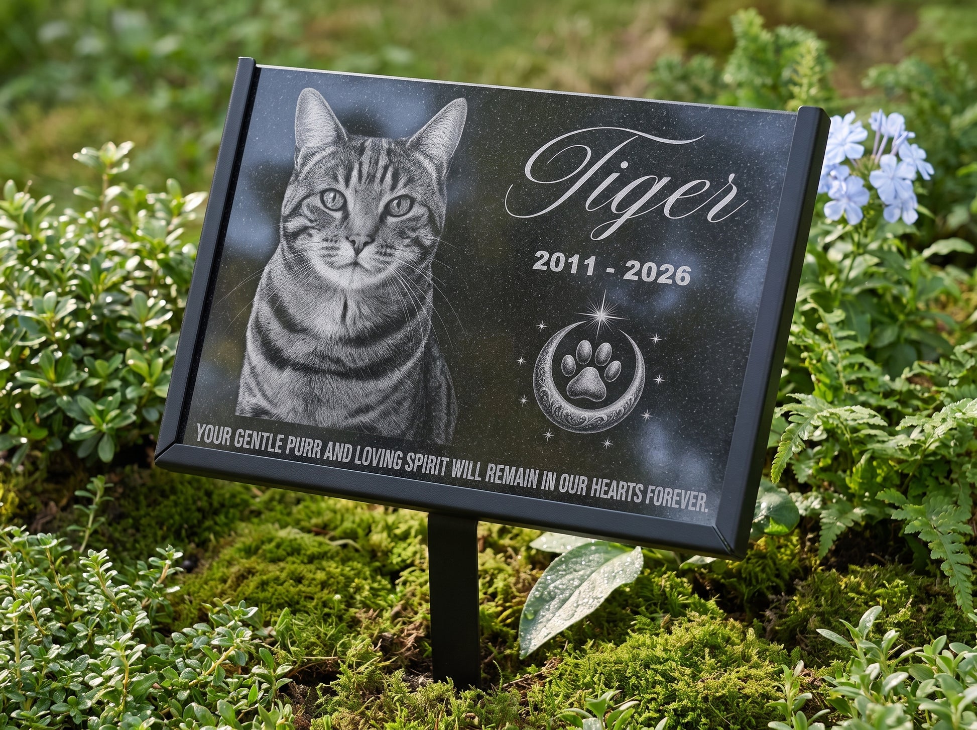 Personalized cat memorial stone with portrait, made to order — ADFSTONE