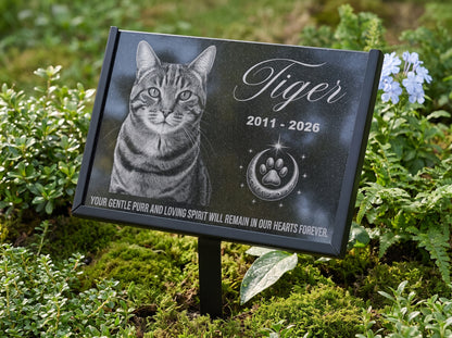 Personalized cat memorial stone with portrait, made to order — ADFSTONE