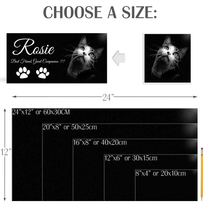 ADFSTONE Pet Grave Marker & Memorial Plaque Personalized | Theme: Cat (Right) | Ratio: 1v2 Rectangle