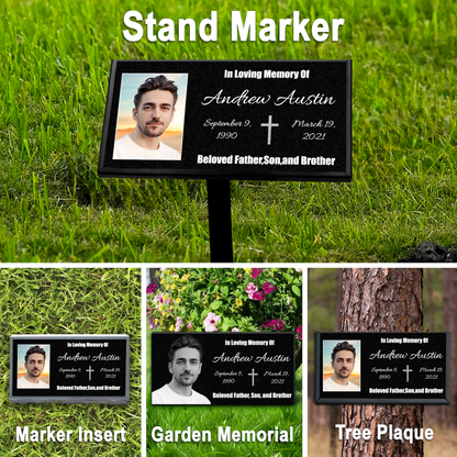 ADFSTONE Memorial Plaque & Granite Marker Personalized | Theme: Classic (Single) | Ratio: 1v2 Rectangle