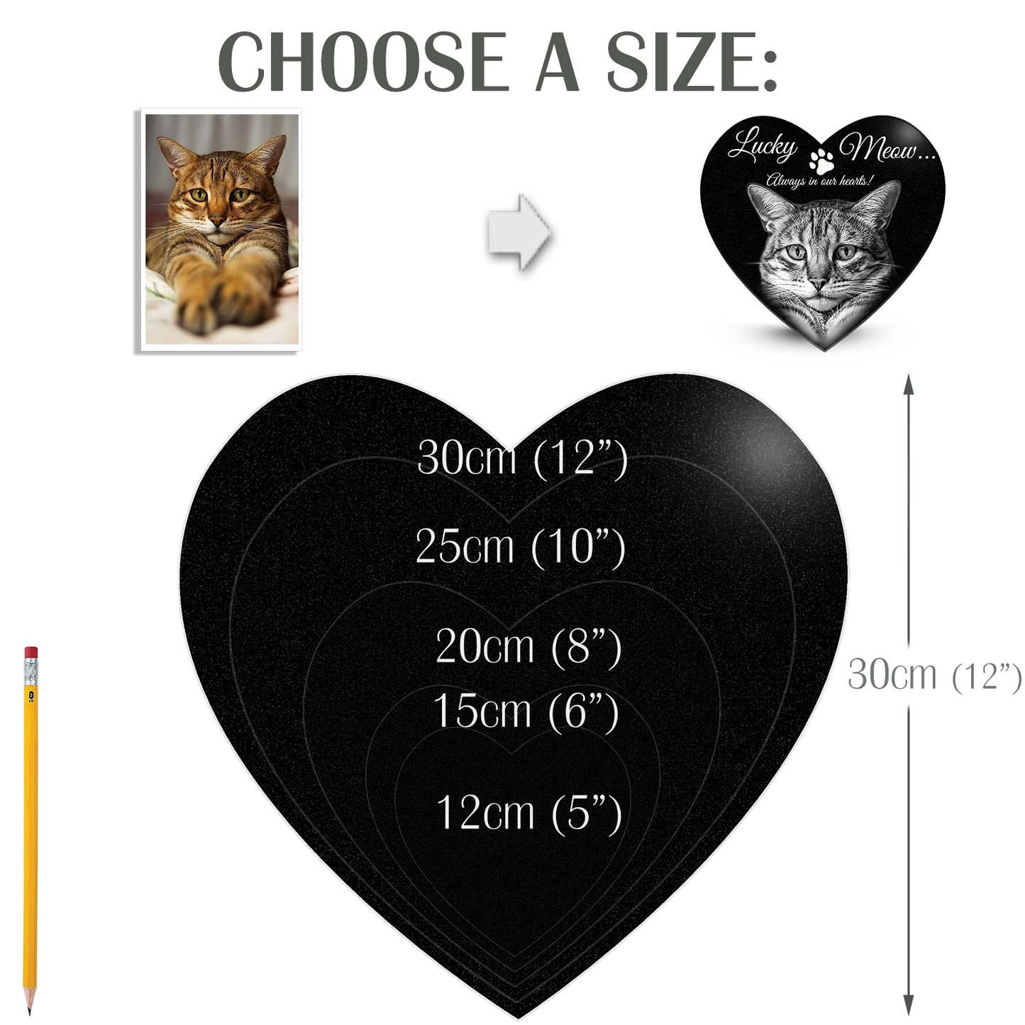 ADFSTONE Pet Grave Marker & Memorial Plaque Personalized | Theme: Laser-Etched (Pet) | Ratio: 1v1 Heart