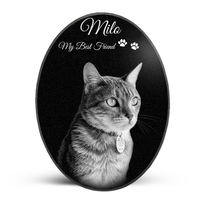 ADFSTONE Pet Grave Marker & Memorial Plaque Personalized | Theme: Laser-Etched (Pet) | Ratio: 1v1.5 Oval