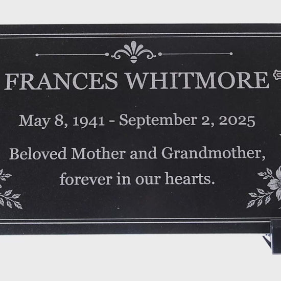 Video of a memorial stone for mom with engraved crosses and flowers — ADFSTONE