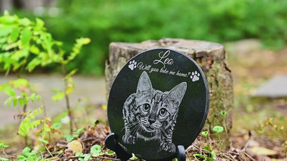 ADFSTONE Pet Grave Marker & Memorial Plaque Personalized | Theme: Laser-Etched (Pet) | Ratio: 1v1 Round