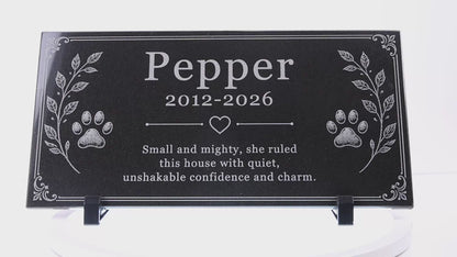 Video of a cat memorial stone with engraved paw prints and heart — ADFSTONE